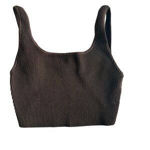 Aritzia Babaton Ribbed Dark Brown Cropped Tank Top Size medium